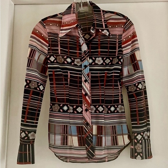 Retro Multicolor Geometric Button-Up Shirt - Picture 1 of 7